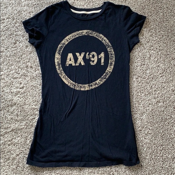 Armani Exchange Tops - Armani Exchange Navy Logo Tee